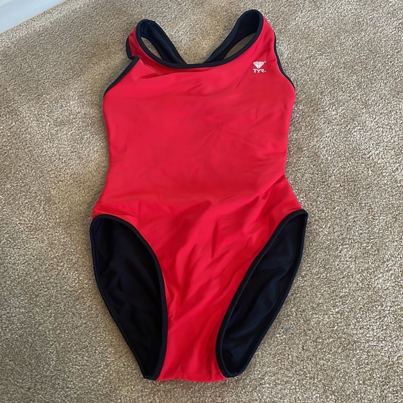 TYR swimmers swim suit racer back reversible red/ black One piece full swimsuit - Picture 7 of 9